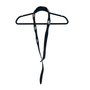 Western Black Leather Belt with Silver Accents